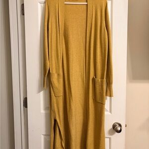 LOFT Mustard Yellow Open Front Cardigan